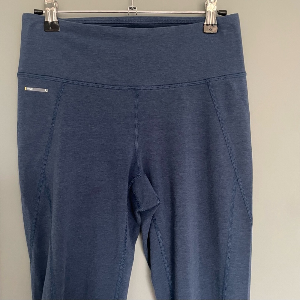 3 for $30 | Lole Cropped Tie Workout Leggings – Navy Blue Activewear Yoga Pants - Picture 4 of 7